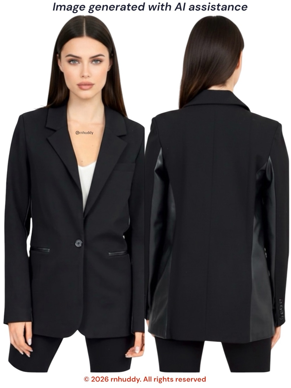 NWT RD Style S black mixed media faux leather blazer